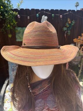 Women’s Striped Straw Rancher Hat - Multicolor
